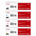 Canon 067H Genuine High Yield Toner Cartridge 4-Pack (Black, Cyan, Magenta, Yellow)