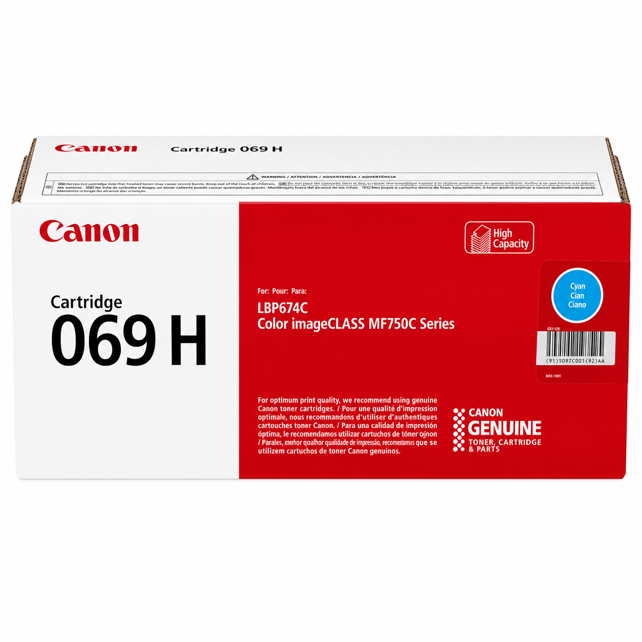 Canon 069H Genuine High Yield Toner Cartridge – Black, Cyan, Magenta, Yellow