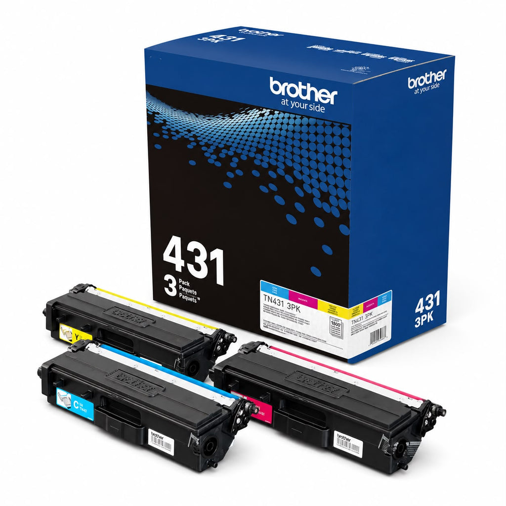 Brother Genuine TN431 Standard Yield Toner Cartridge 3-Pack (Cyan, Magenta, Yellow)