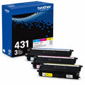 Brother Genuine TN431 Standard Yield Toner Cartridge 3-Pack (Cyan, Magenta, Yellow)